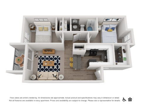 Columbine 2 bed 1 bath Floor Plan