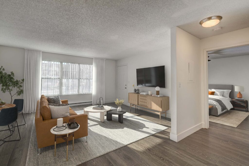 Living room with large window